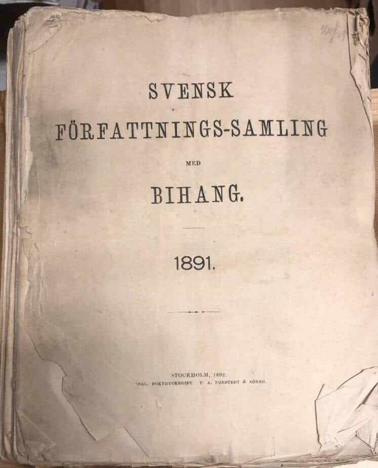 Svensk Författningssamling med Bihang 1891