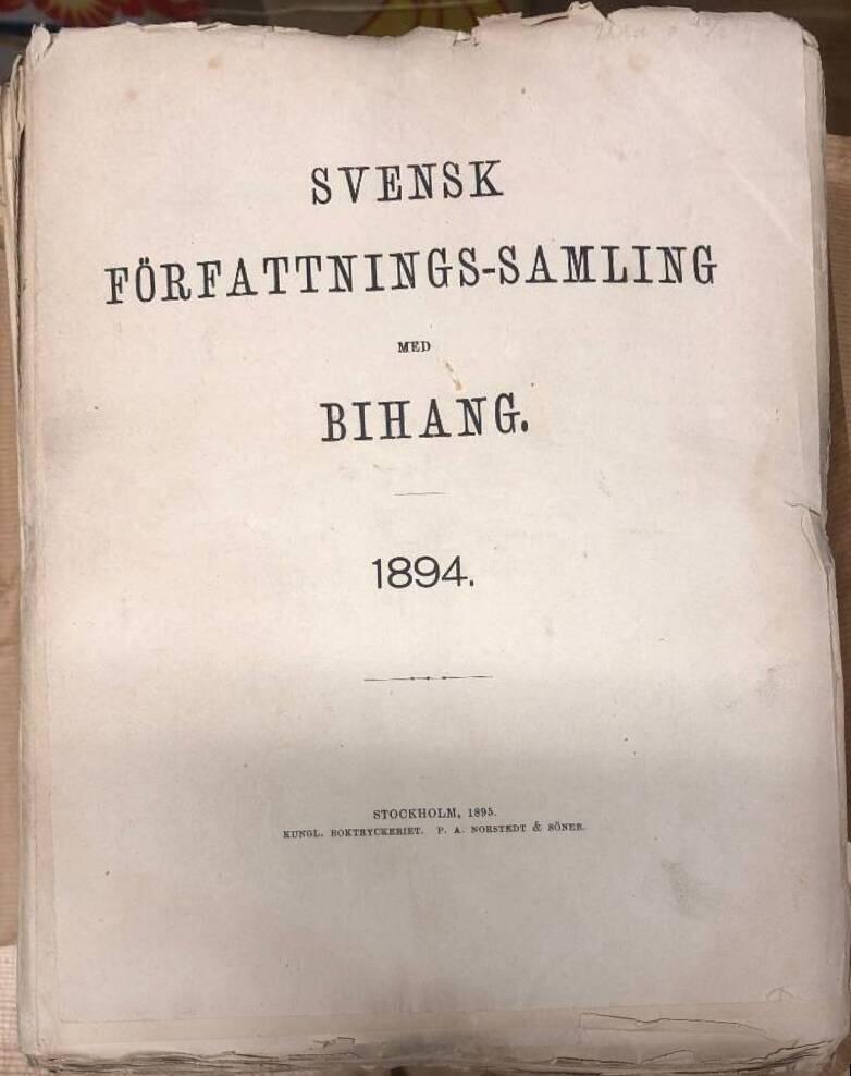 Svensk Författningssamling med Bihang 1894