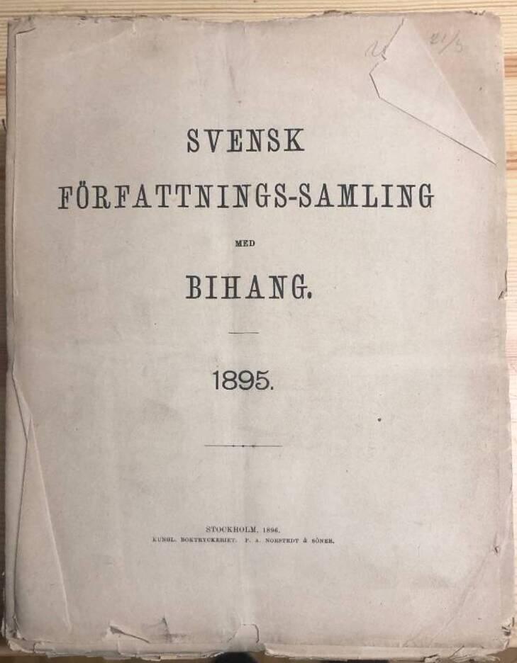 Svensk Författningssamling med Bihang 1895