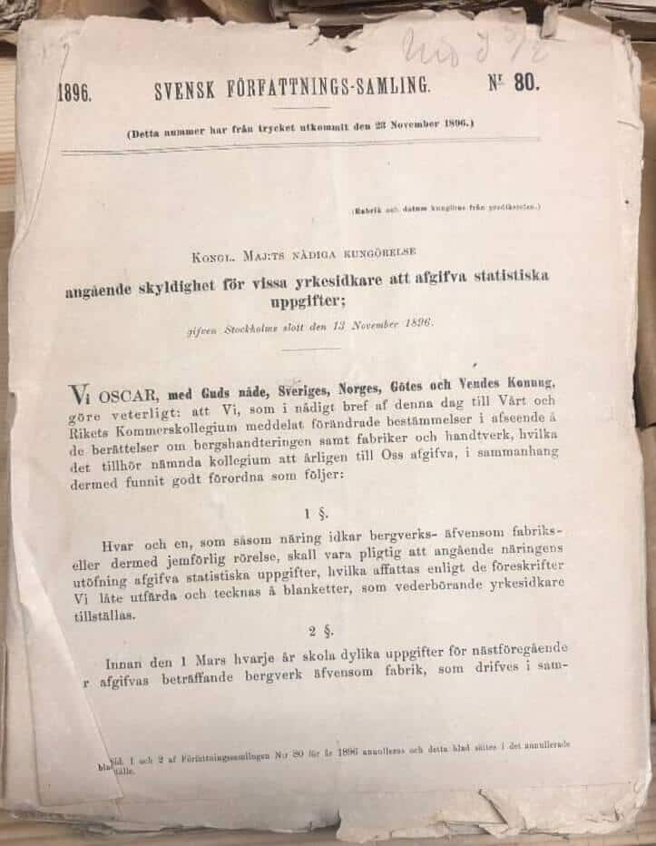 Svensk Författningssamling med Bihang 1896