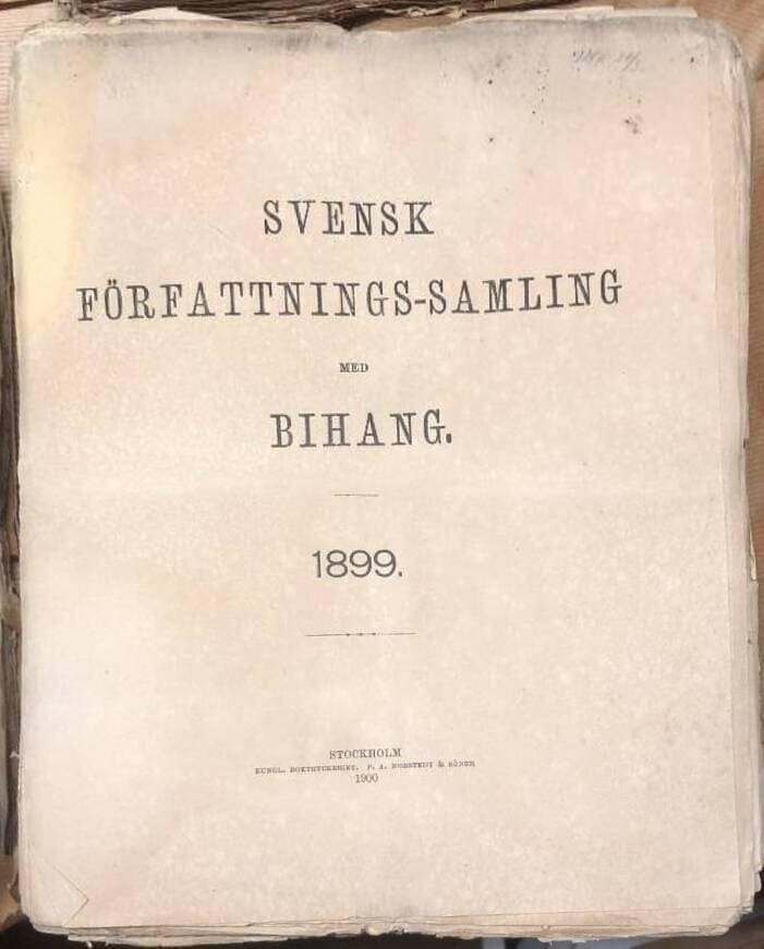 Svensk Författningssamling med Bihang 1899