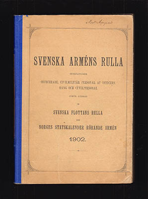 Svenska Arméns Rulla. Innefattande officerare, civilmilitär personal af officers rang och civilpersonal jämte utdrag ur Svenska flottans rulla och Norges statskalender rörande armén 1902