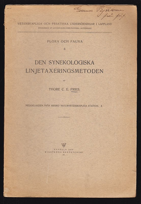 Thore C. E. Fries : Den synekologiska linjetaxeringsmetoden