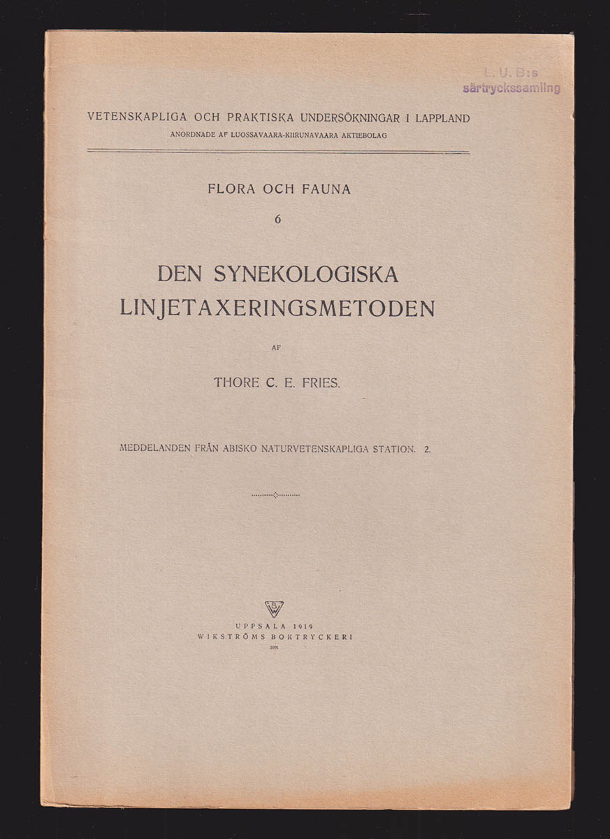 Thore C. E. Fries : Den synekologiska linjetaxeringsmetoden