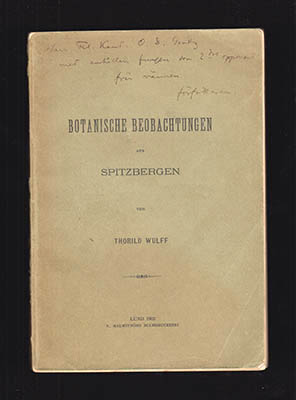 Thorild Wulff : Botanische Beobachtungen aus Spitzbergen (dedikation)