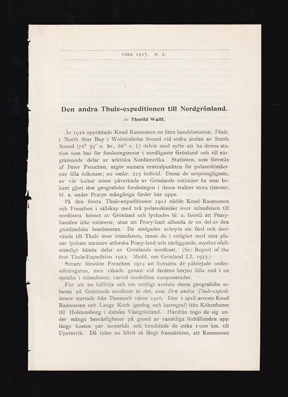 Thorild Wulff : Den andra Thule-expeditionen till Nordgrönland (1916-1918)