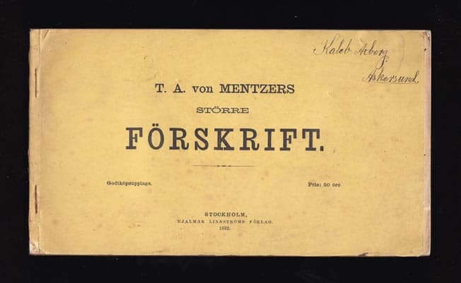 Thure Alexander von Mentzer : T. A. von Mentzers större förskrift