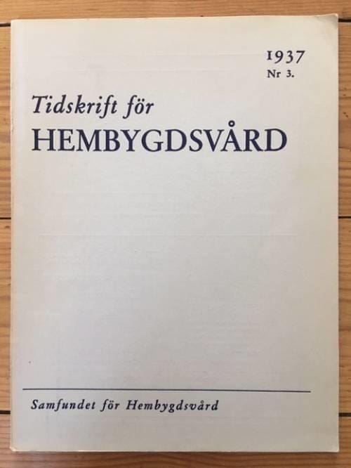 Tidskrift för hembygdsvård Nr 3 1937