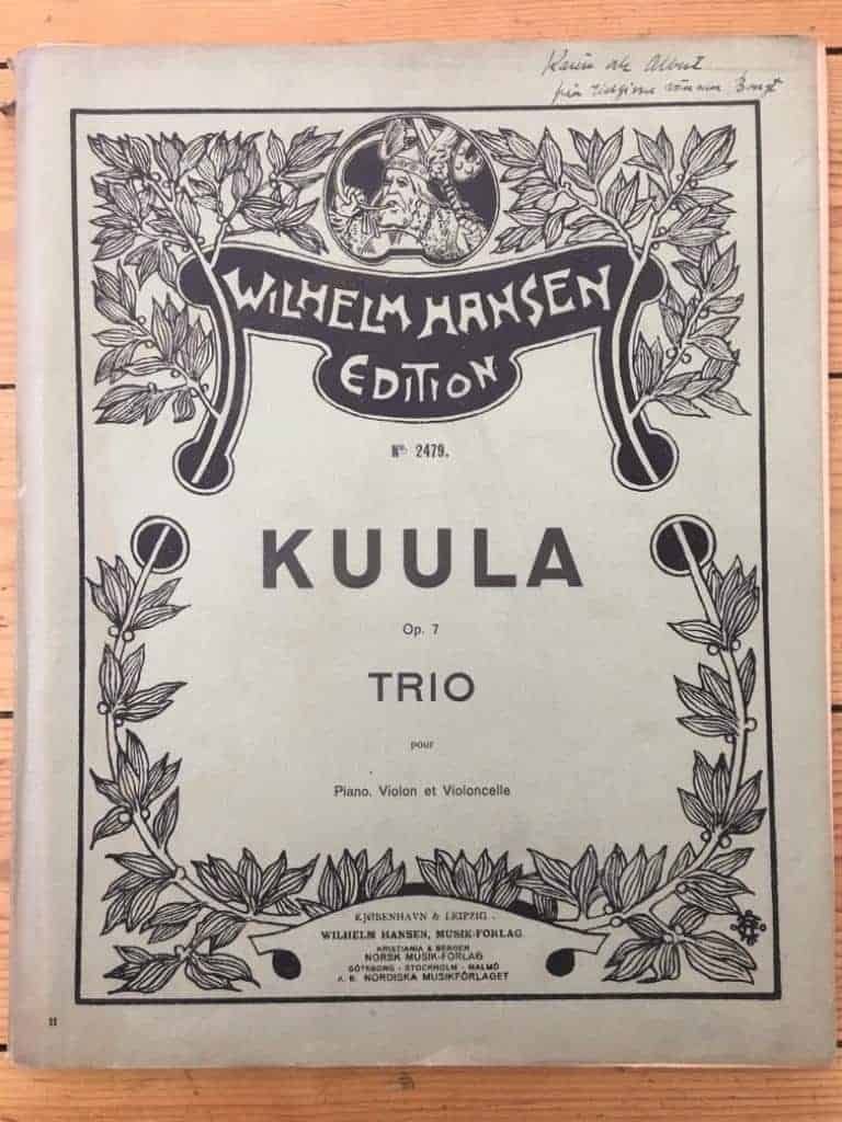 Toivo Kuula : Kuula Op. 7 Trio pour Piano, Violon et Violoncelle