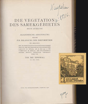 Tor Åke Tengwall : Die Vegetation des Sarekgebietes. Erste abteilung
