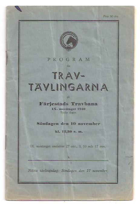 Travtävlingarna på Färjestads travbana. 1949.