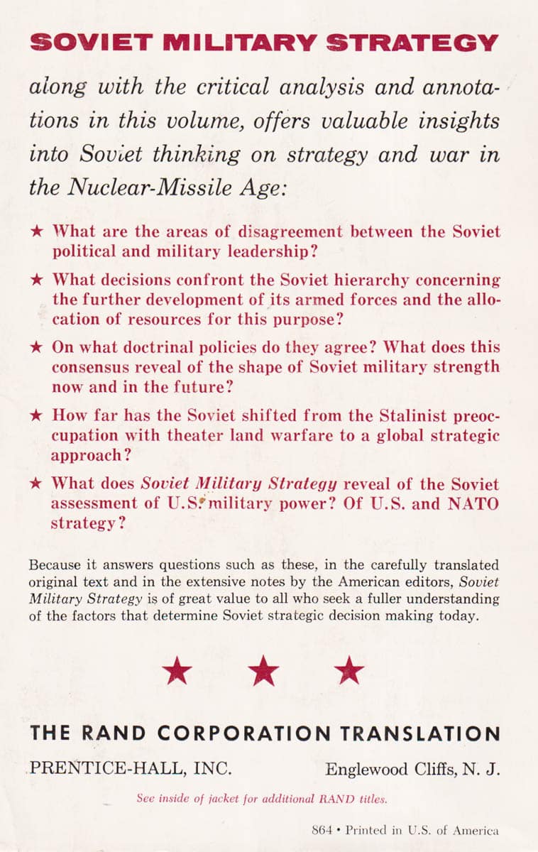 V. D. Sokolovskii : Soviet Military Strategy