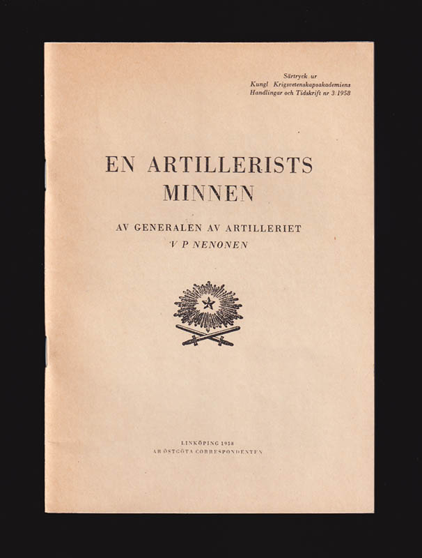 V. P. Nenonen : En artillerists minnen