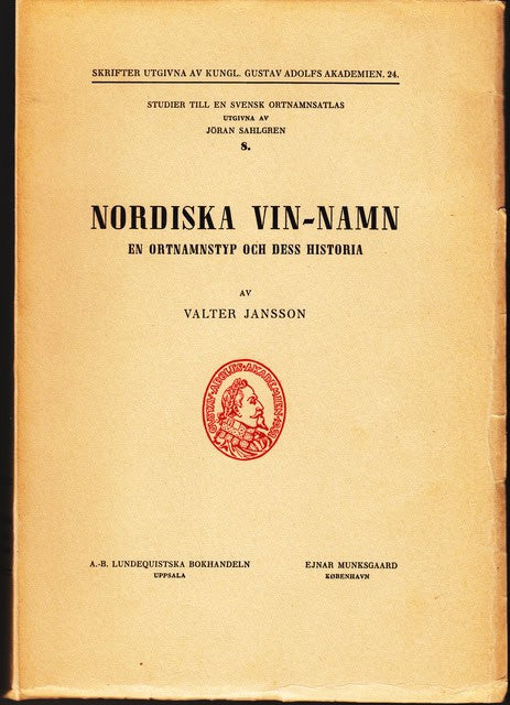 Valter Jansson : Nordiska vin-namn En ortnamnstyp och dess historia
