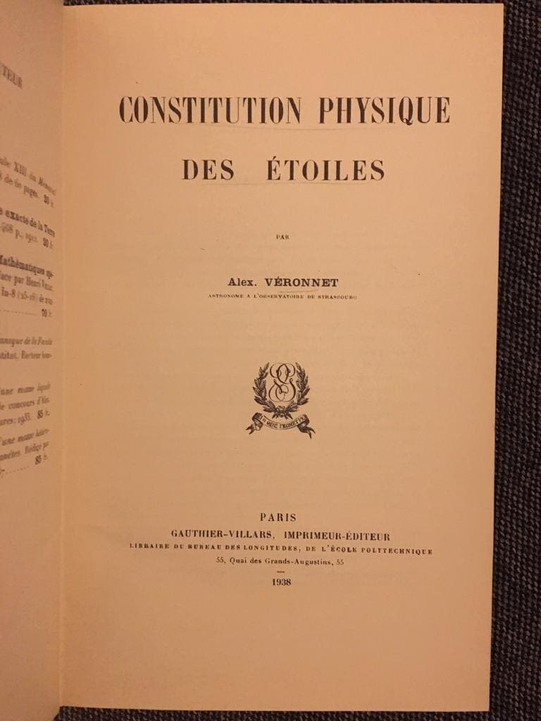 Véronnet : Constitution Physique des Étoils