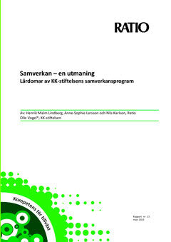Vogel, Olle ; Karlson, Nils ; Larsson, Anne-Sophie ; Malm Lindberg, Henrik : Samverkan - en utmaning