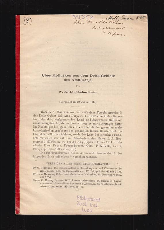 W. A. Lindholm : Über Mollusken aus dem Delta-Gebiete des Amu-Darja