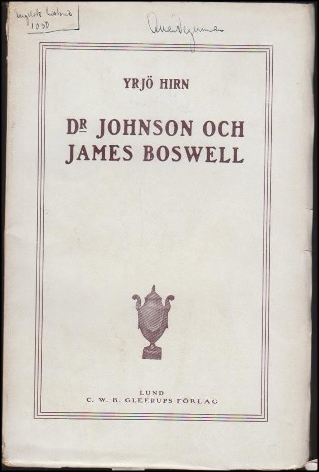 Yrjö Hirn : Dr Johnson och James Boswell