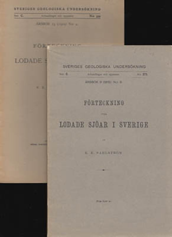 K. E. Sahlström : Förteckning över lodade sjöar i Sverige I-II