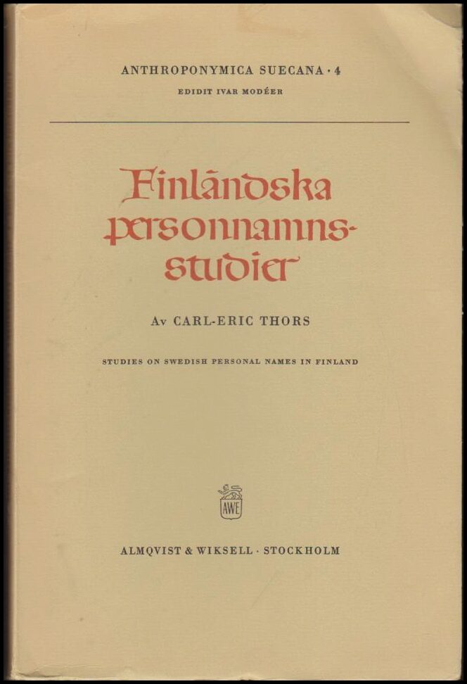 Carl-Eric Thors : Finländska personnamnsstudier