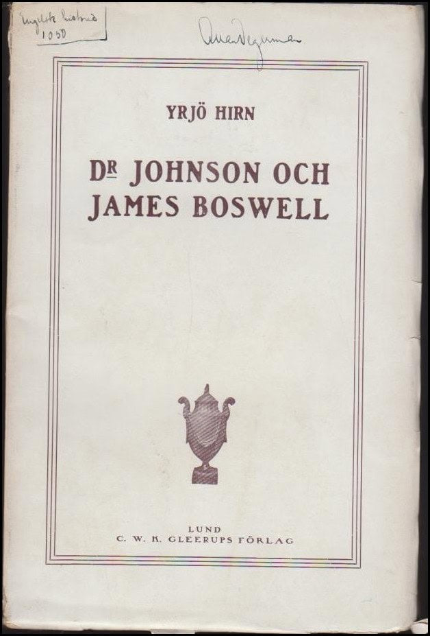 Yrjö Hirn : Dr Johnson och James Boswell
