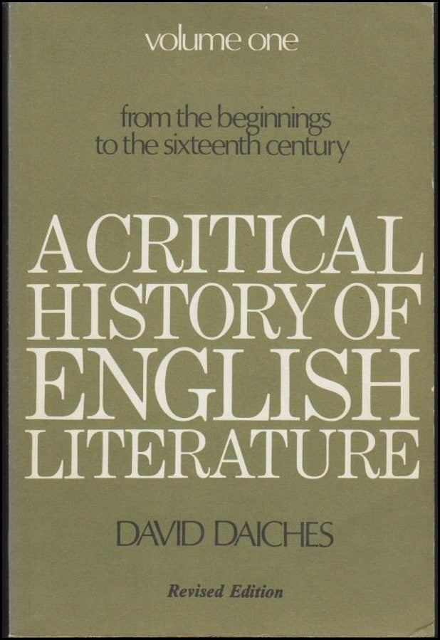 David Daiches : A Critical History of English Literature