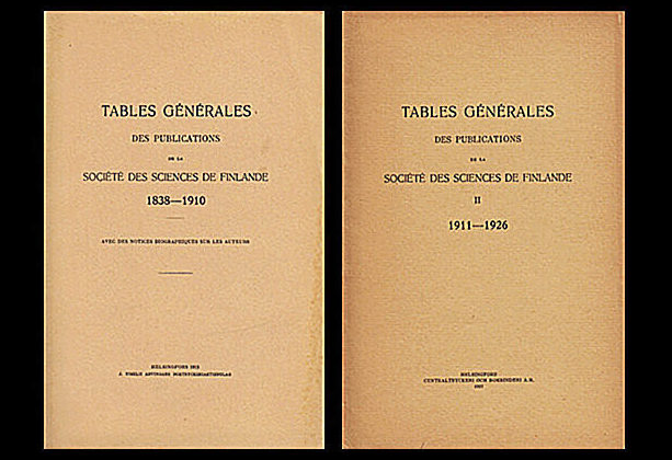 Tables générales des séries de publications