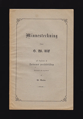 W. Rudin : Minnesteckning öfver H. W. Ulff