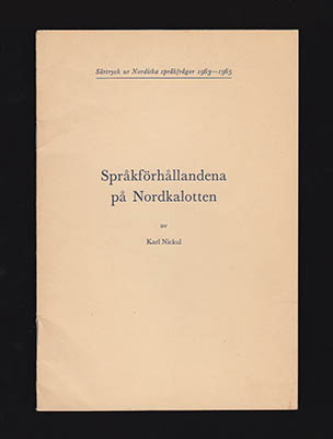 Karl Nickul : Språkförhållandena på Nordkalotten