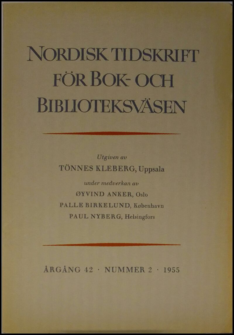 Nordisk tidskrift för bok- och biblioteksväsen : 1955 / 2
