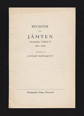 Björkquist, Lennart ; Festin, Eric [utg.] : Register till Jämten