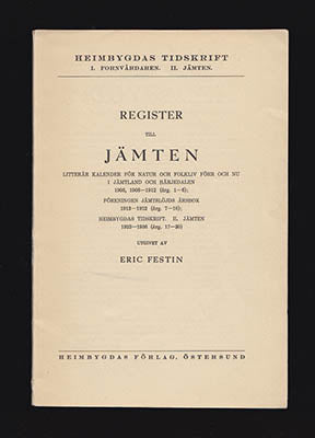 Eric Festin : Register till Jämten