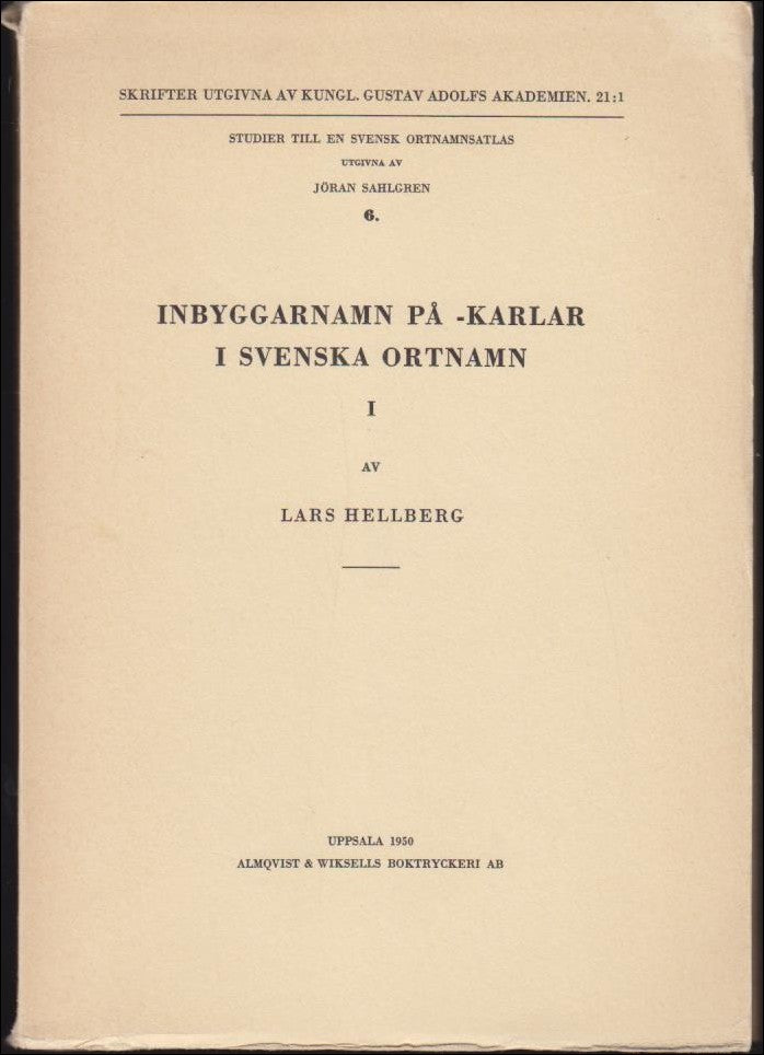 Lars Hellberg : Inbyggarnamn på -karlar i svenska ortnamn