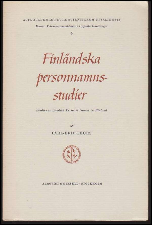Carl-Eric Thors : Finländska personnamnsstudier