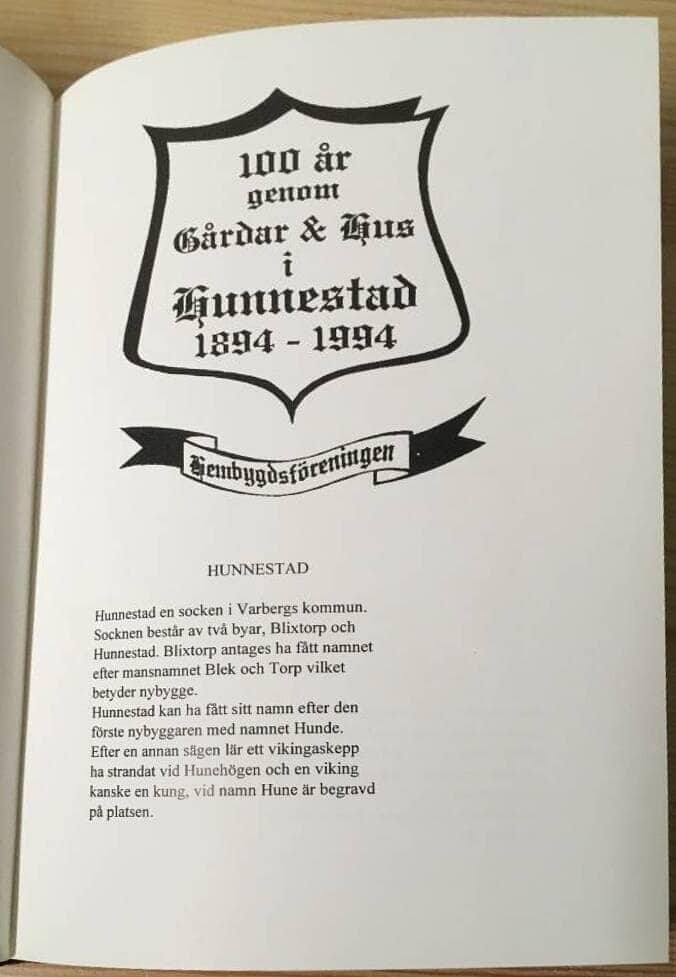 100 år genom Gårdar och Hus i Hunnestad 1894-1994