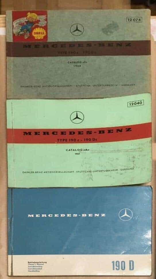 3 handböcker Mercedes 190 D