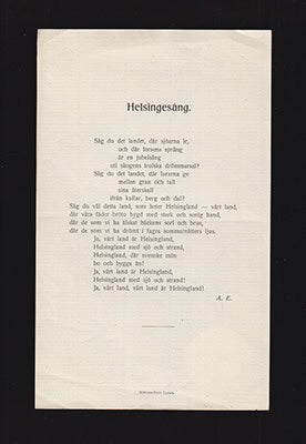 A. E. : Helsingesång (Hälsingland)