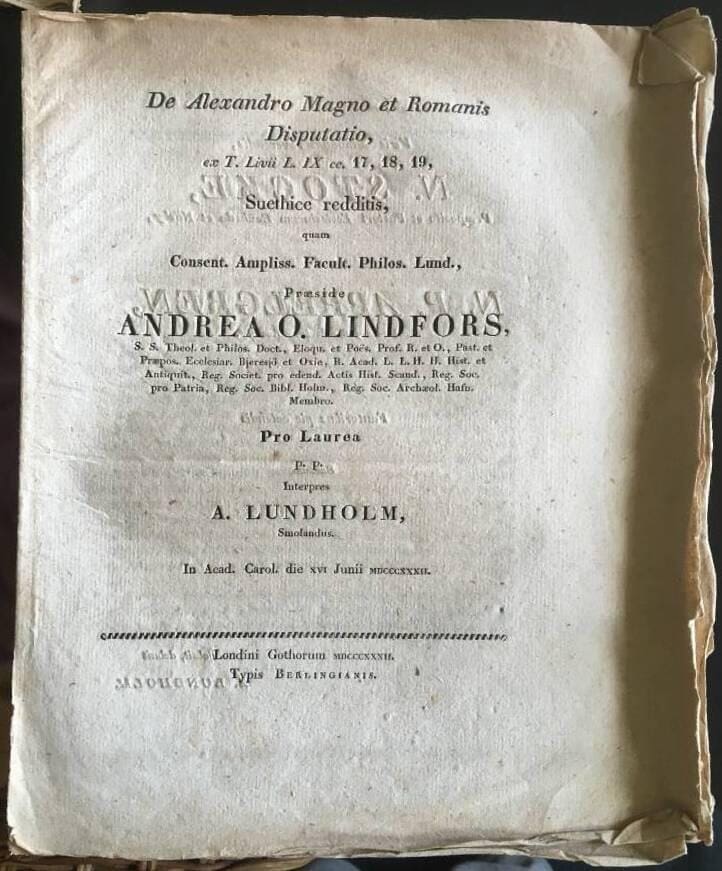 A Lundholm : De Alexandro Magno et Romanis...