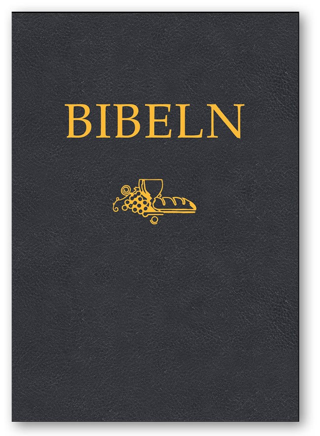 A4-bibel i storstil SFB15, svart cabraskinn