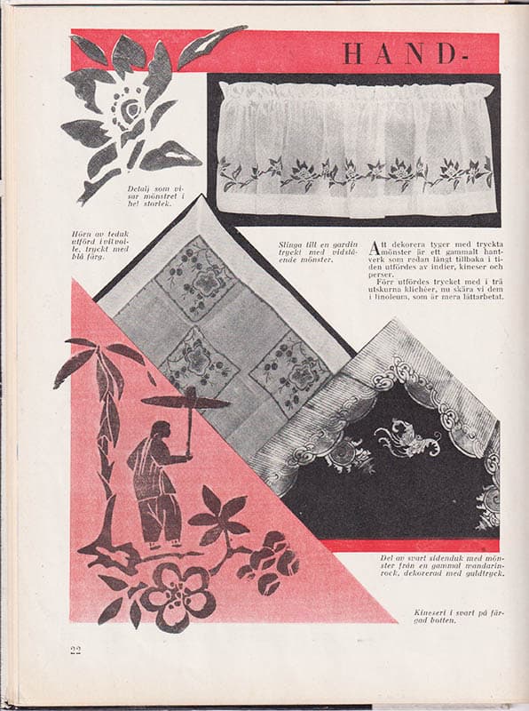 Adelsköld, Märta (1901-1972) ; Lindström, Gerda : Med Pensel och Färg. En praktisk handledning i porslinsmålning, målning på trä, brickor, tyg och papper, tillverkning och dekorering av pergamentskärmar, craquelet, transporterbilder, handtryck, batik, läderplastik och färgchattering