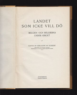 Adrien Gerlache de Gomery : Landet som icke vill dö