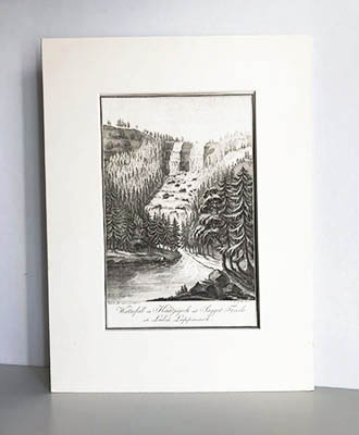 Akrel, Fredrik (1748-1804) ; Hermelin, Samuel Gustaf (1744-1820) : Wattufall uti Kådtjåjock vid Saggat Träsk uti Luleå Lappmark. Ritadt efter naturen af C. Wallman.