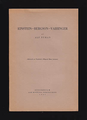 Alf Nyman : Einstein - Bergson - Vaihinger