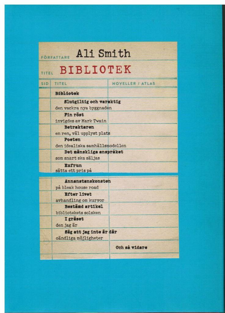 Ali Smith : Bibliotek. Noveller