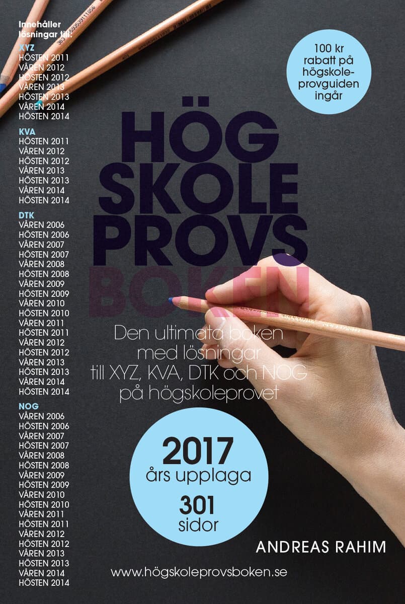 Andreas Rahim : Högskoleprovsboken : den ultimata boken med lösningar till XYZ, KVA, DTK och NOG på högskoleprovet
