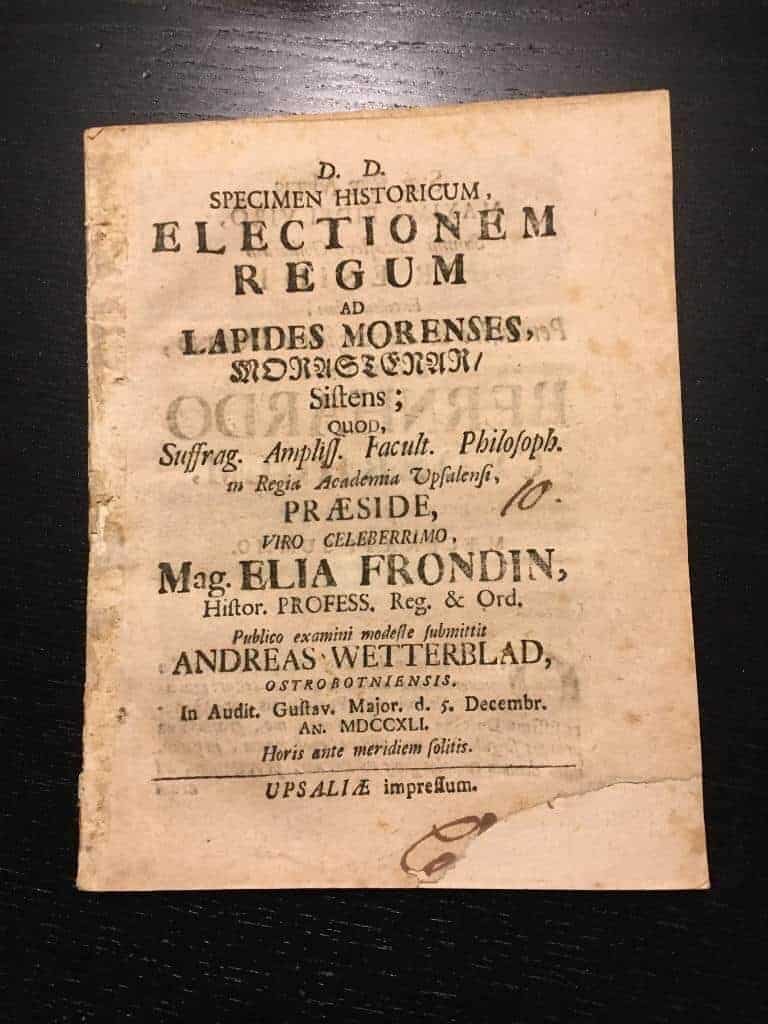 Andreas Wetterblad : Electionem Regum ad Lapides Morenses, etc (Kungaval vid Mora Stenar, Uppsala)