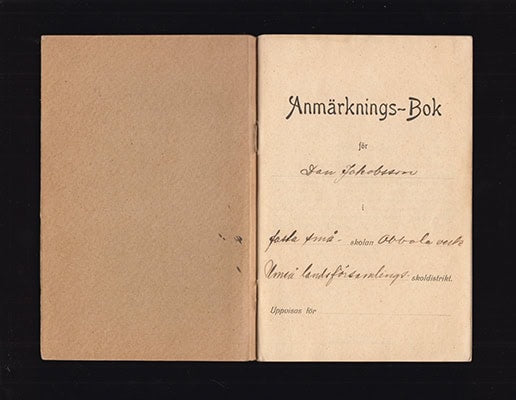 'Anmärknings-Bok för Dan Jakobsson' [=pärmtitel] (Obbola, Umeå)