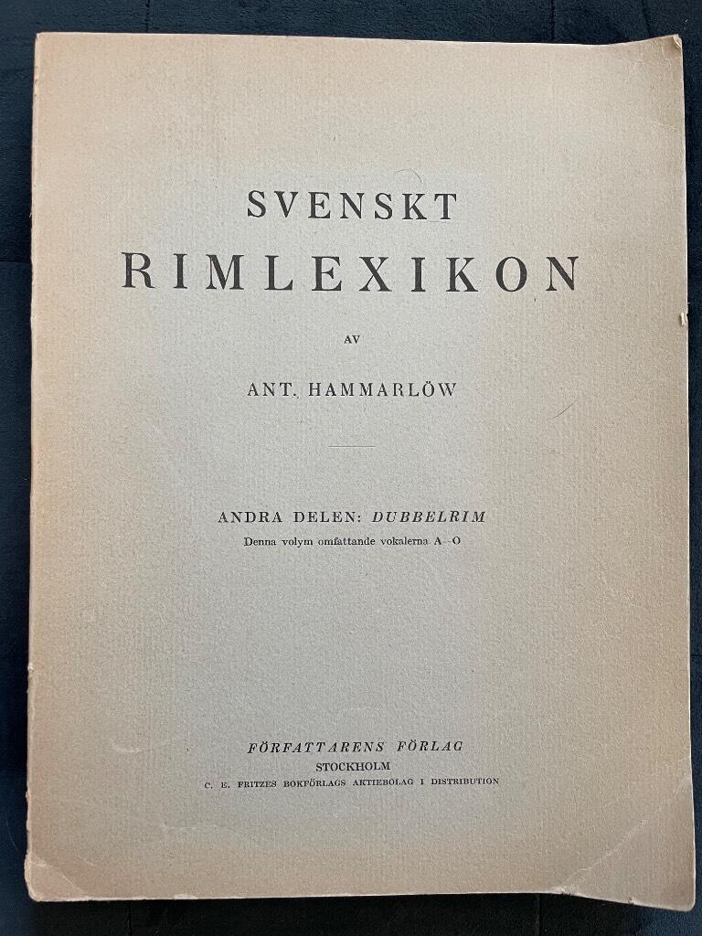 Ant. Hammrlöw : Svenskt rimlexikon II