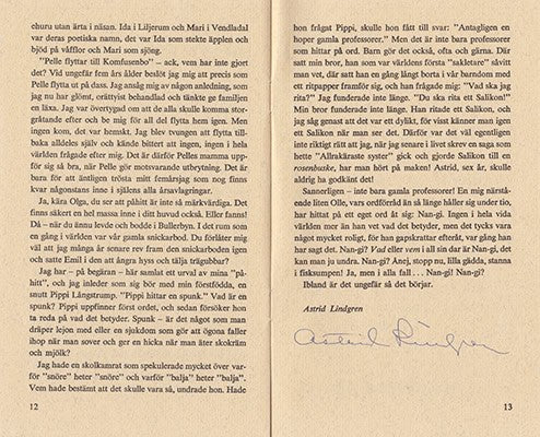 Astrid Lindgren : 'Var kommer påhitten ifrån. En hälsning från Astrid Lindgren och Rabén & Sjögren inför Svenska Bokhandlareföreningens och Svenska Bokförläggareföreningens Branchmöte i Ronneby 1971' [=omslagstitel]