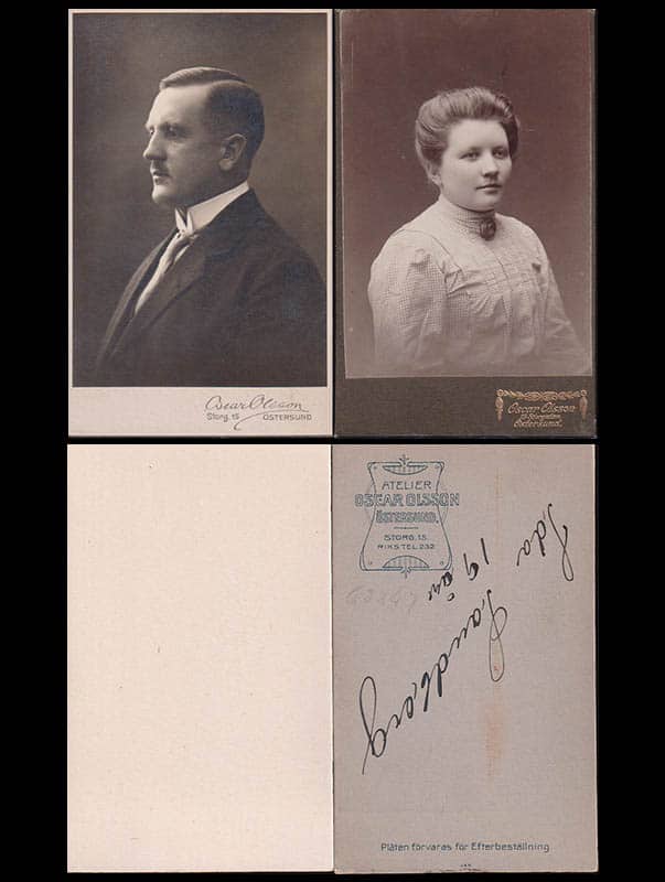 [Ateljéfotografi ; Kabinettfotografi ; 2 st] : Oscar Olsson (1858-1939) Östersund (fotograf)